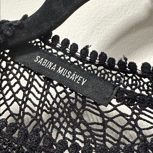 Rare Sabina Musayev Black Lace Maxi Dress Sheer, Long Sleeve, Boho Formal (S/M) - Picture 9 of 14